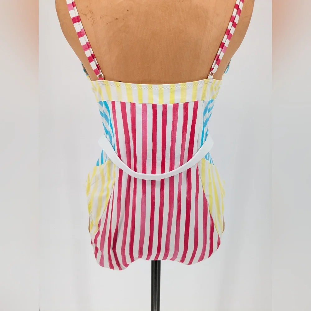 Solid & Striped The Spencer One Piece Colorblock Watercolor Stripe Swimsuit XL - Picture 8 of 12